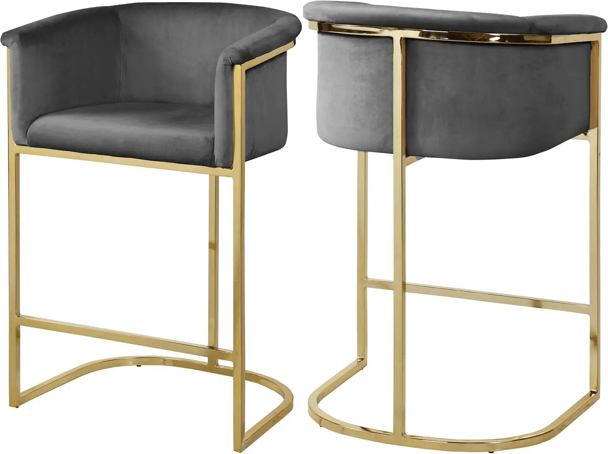 Donatella Grey Velvet Stool 1