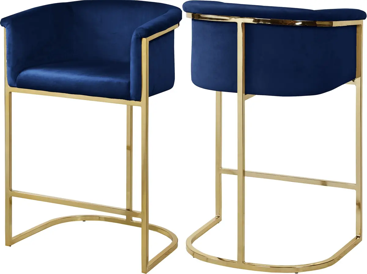 Donatella Navy Velvet Stool 1