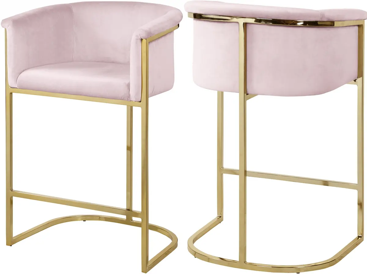 Donatella Pink Velvet Stool 1