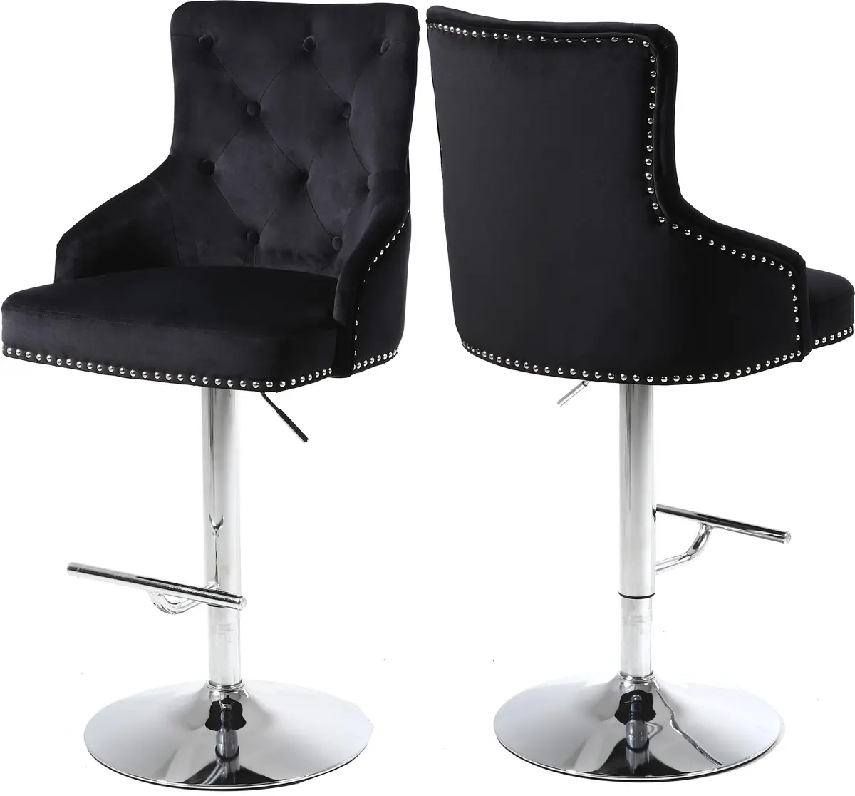 Claude Black Velvet Adjustable Stool 1