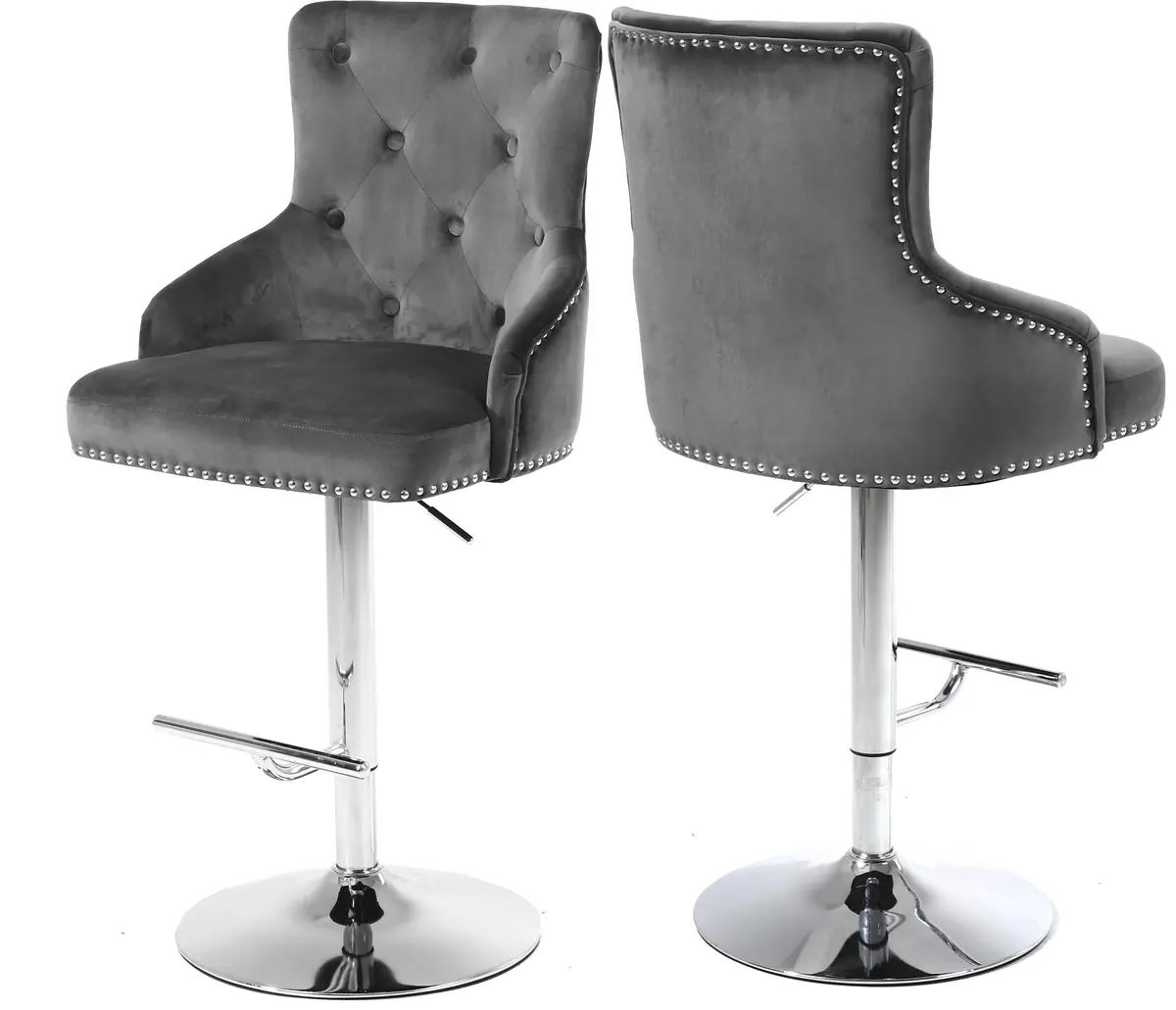 Claude Grey Velvet Adjustable Stool 1