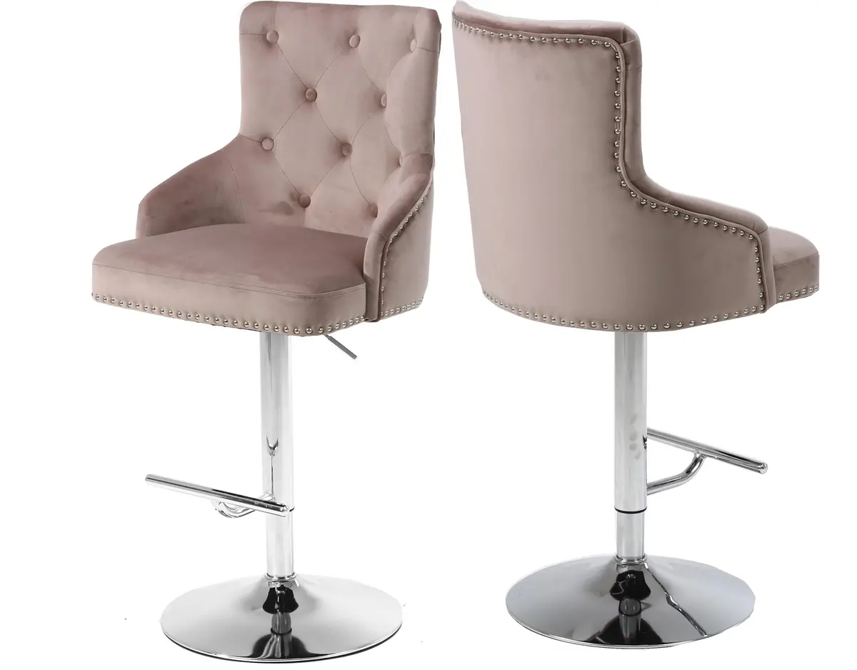 Claude Pink Velvet Adjustable Stool 1