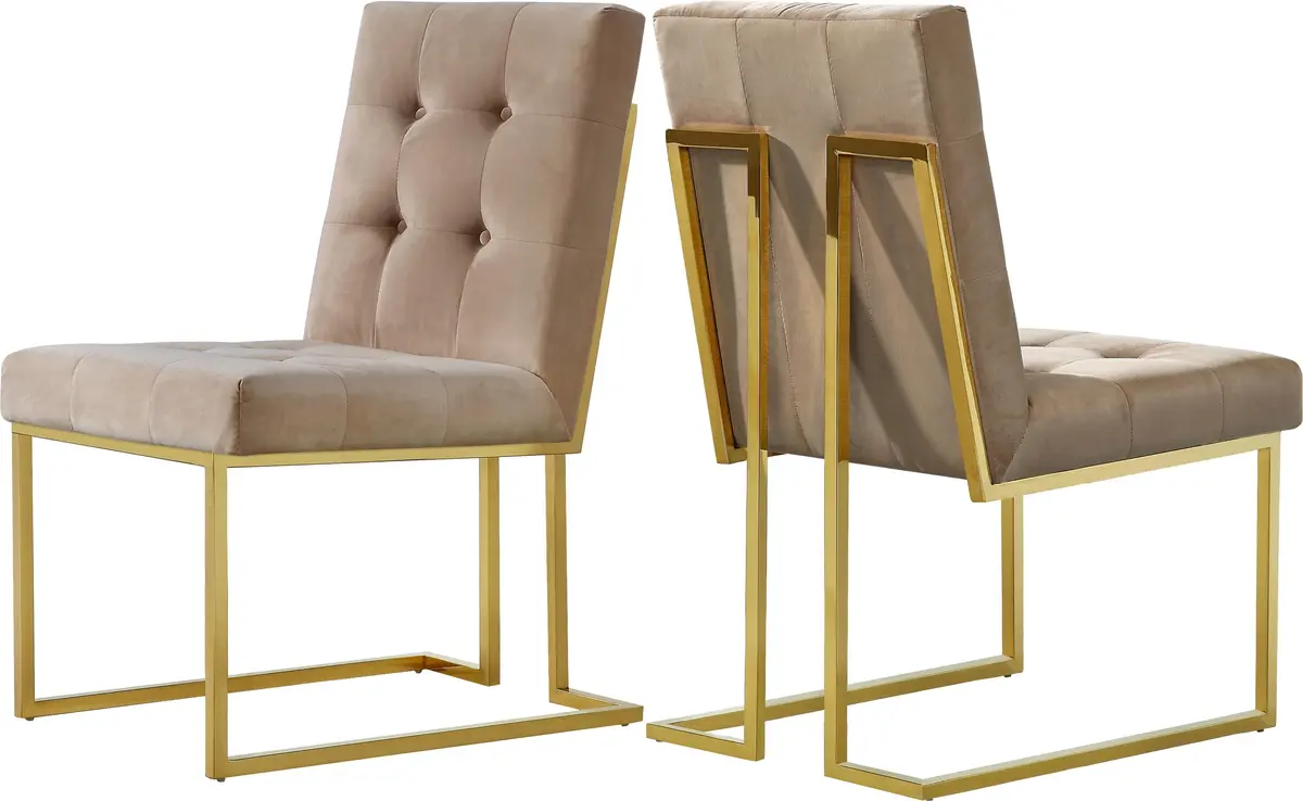 Pierre Beige Velvet Dining Chair 1