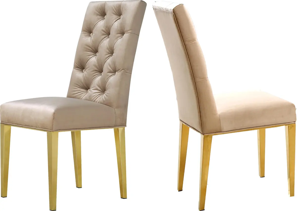 Capri Beige Velvet Dining Chair 1