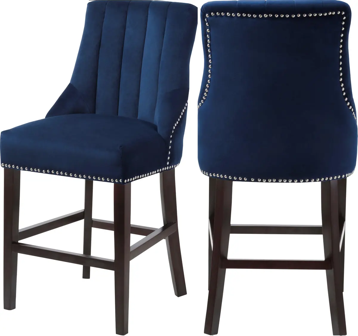 Oxford Navy Velvet Stool 1
