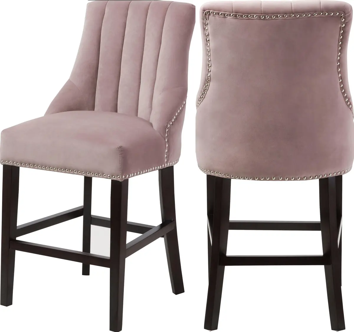 Oxford Pink Velvet Stool 1