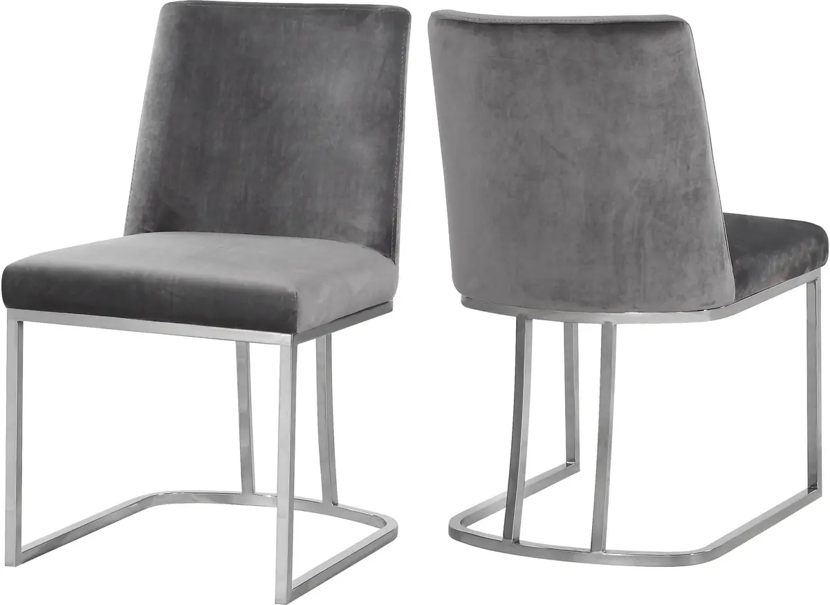 Heidi Grey Velvet Dining Chair 1
