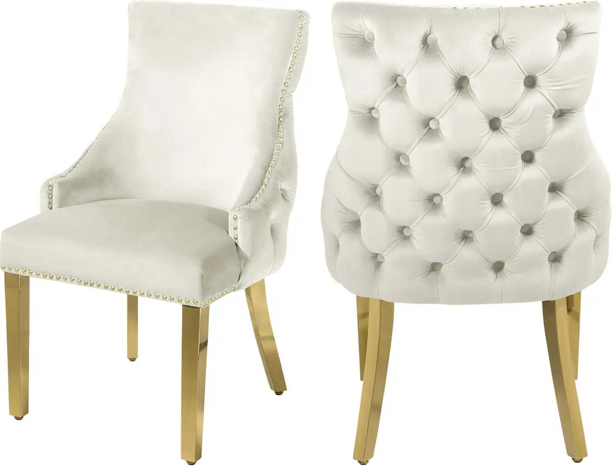 Tuft Cream Velvet Dining Chair 1