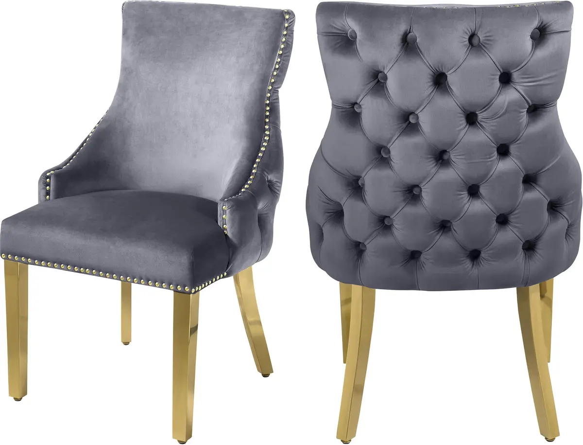 Tuft Grey Velvet Dining Chair 1