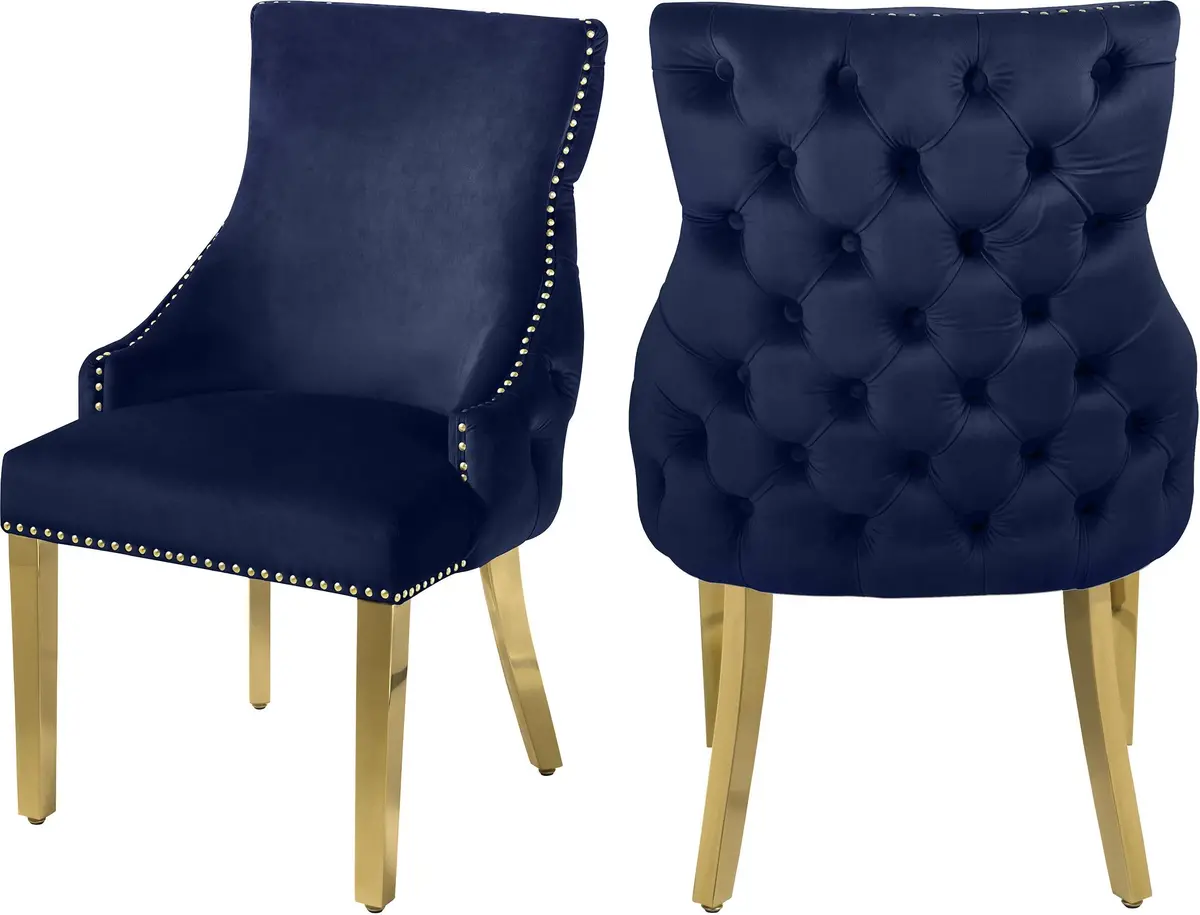 Tuft Navy Velvet Dining Chair 1