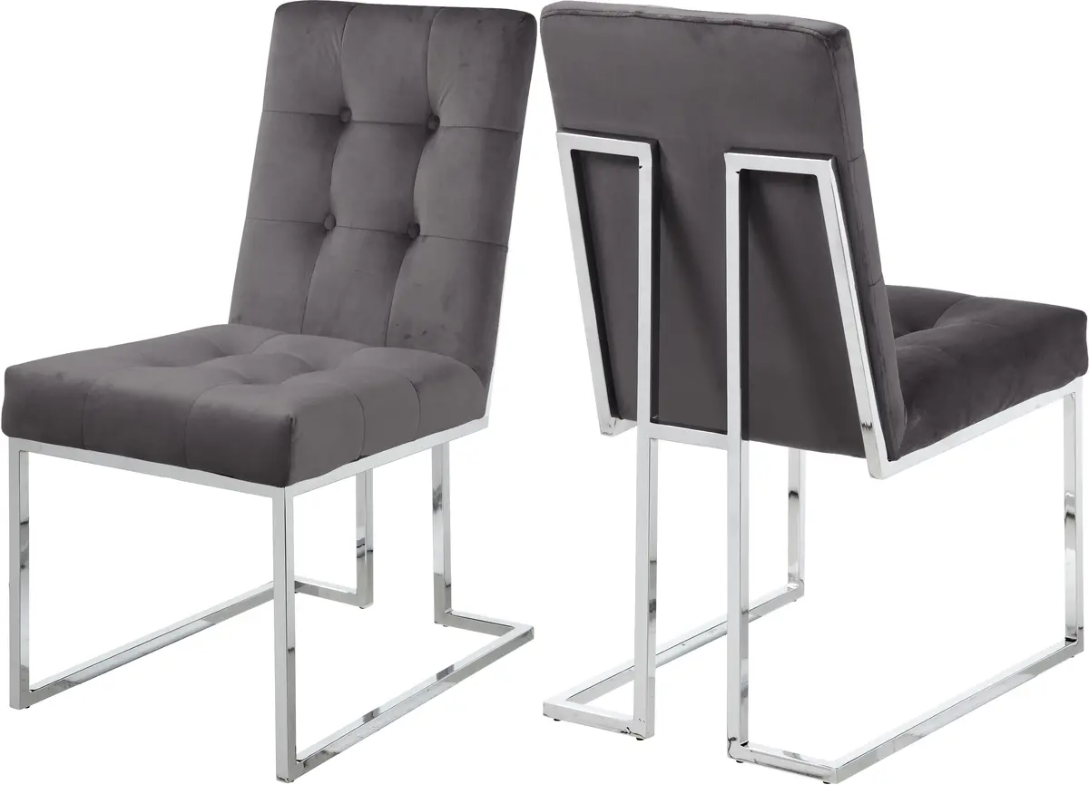Alexis Grey Velvet Dining Chair 1