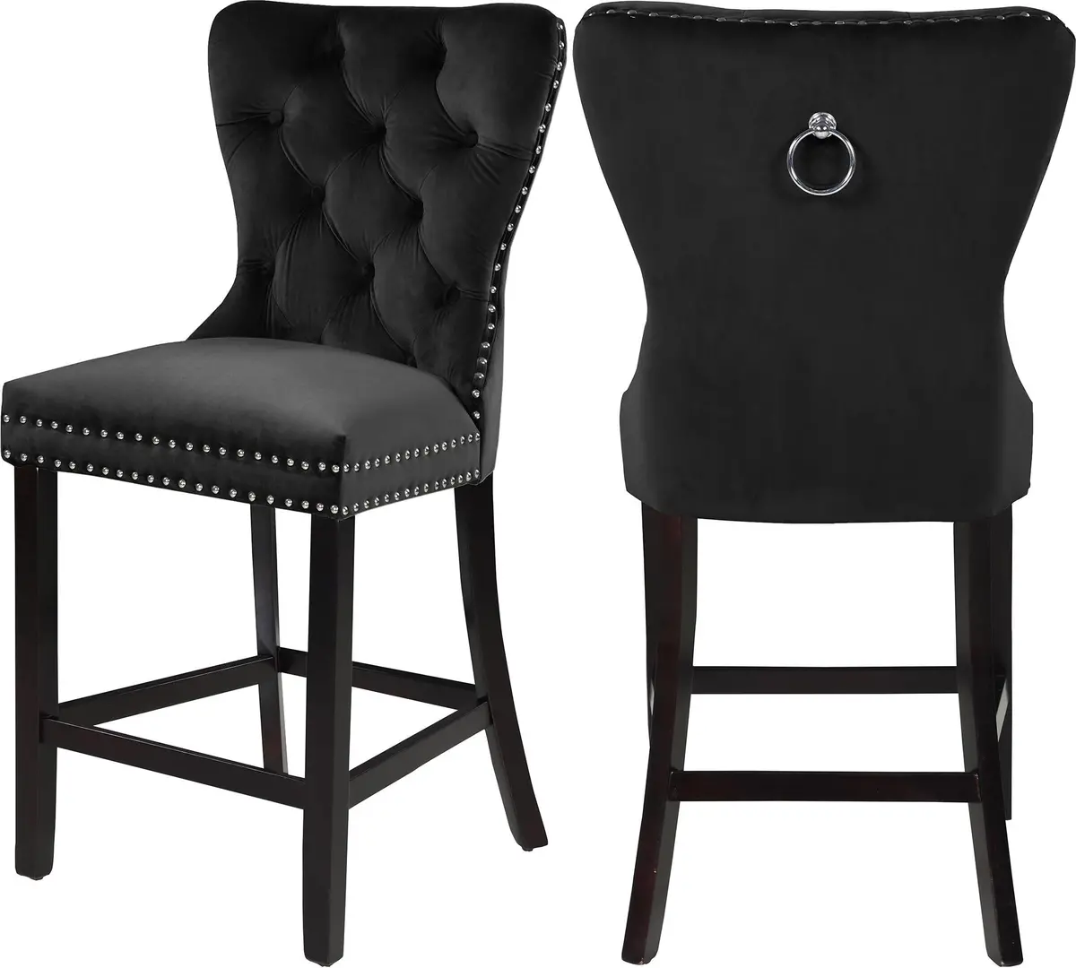 Nikki Black Velvet Stool 1