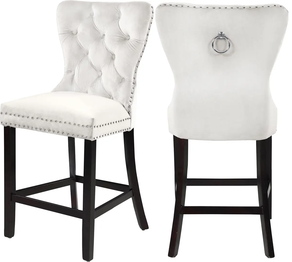 Nikki Cream Velvet Stool 1