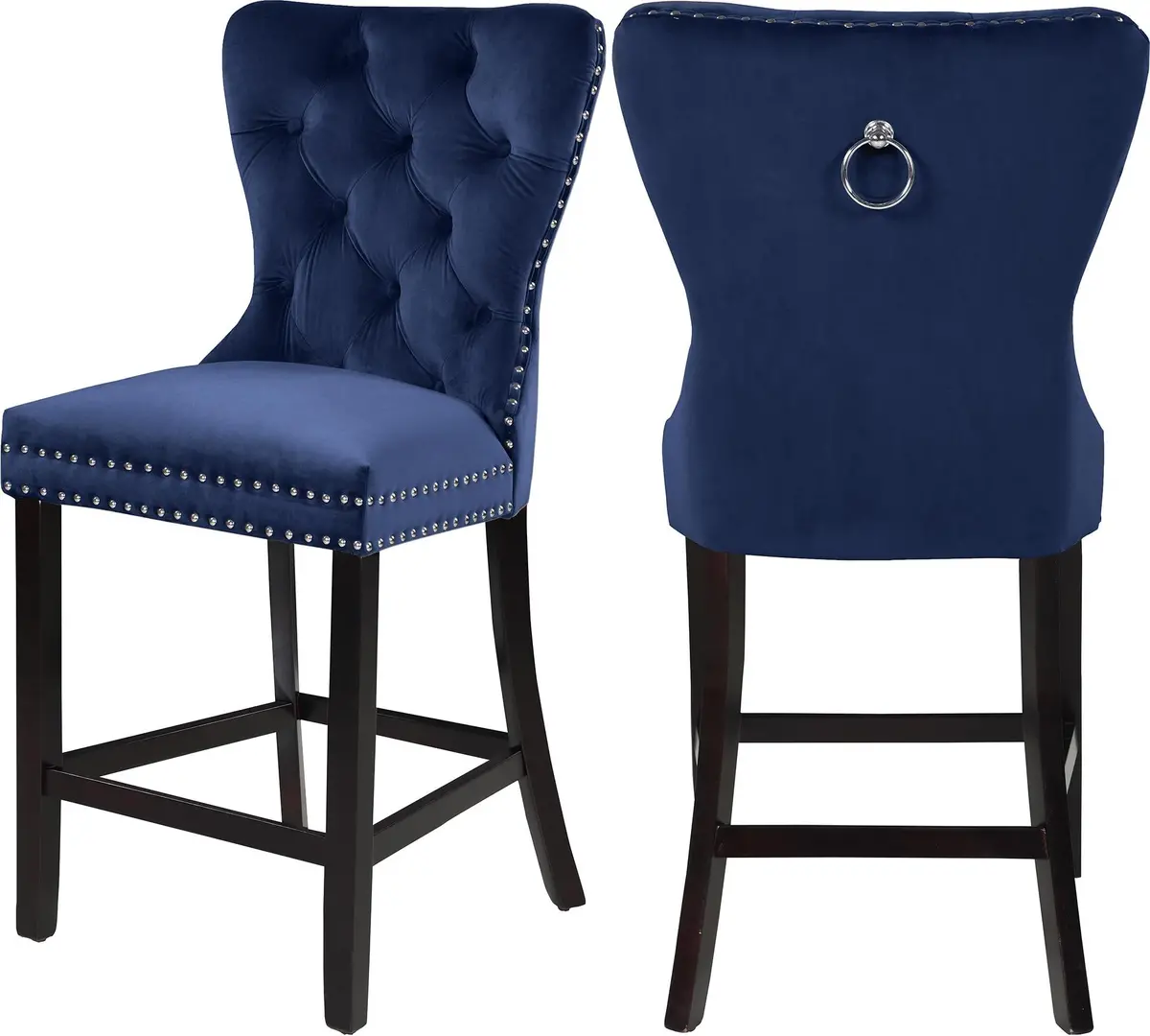 Nikki Navy Velvet Stool 1