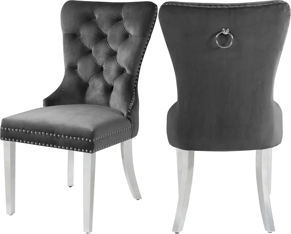 Carmen Grey Velvet Dining Chair 1