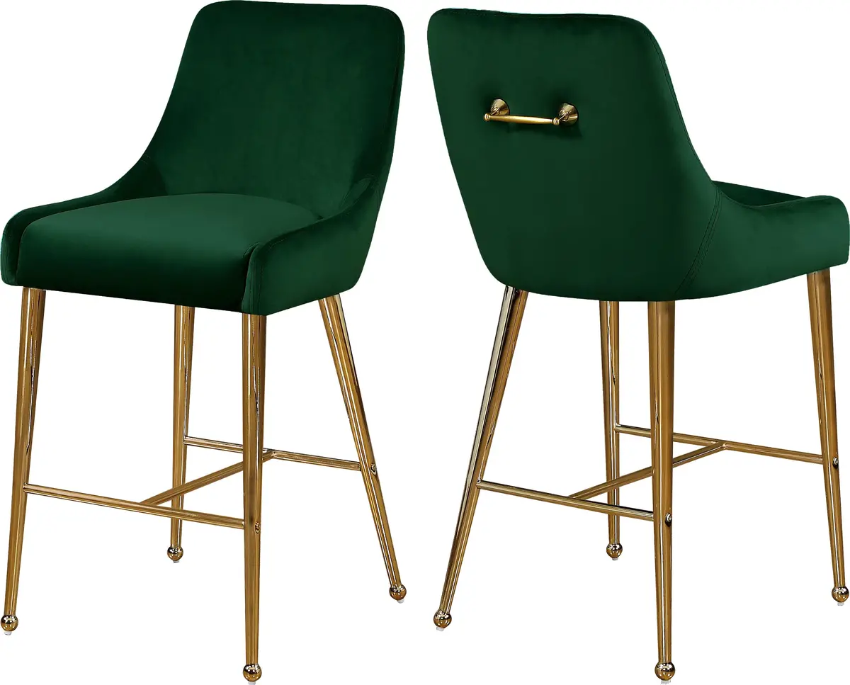 Owen Green Velvet Stool 1