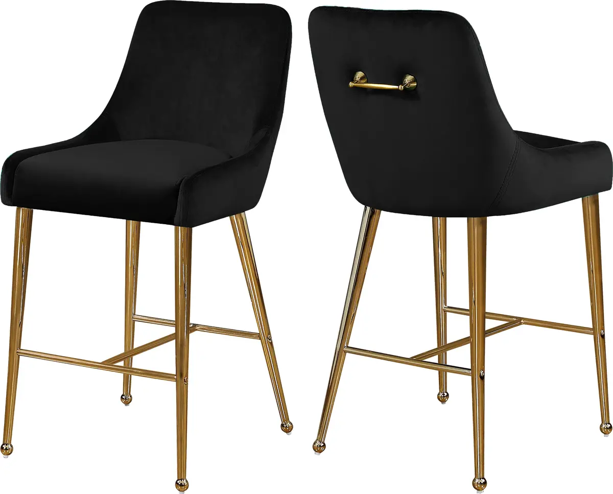 Owen Black Velvet Stool 1