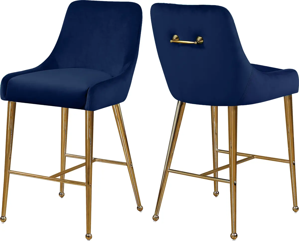 Owen Navy Velvet Stool 1