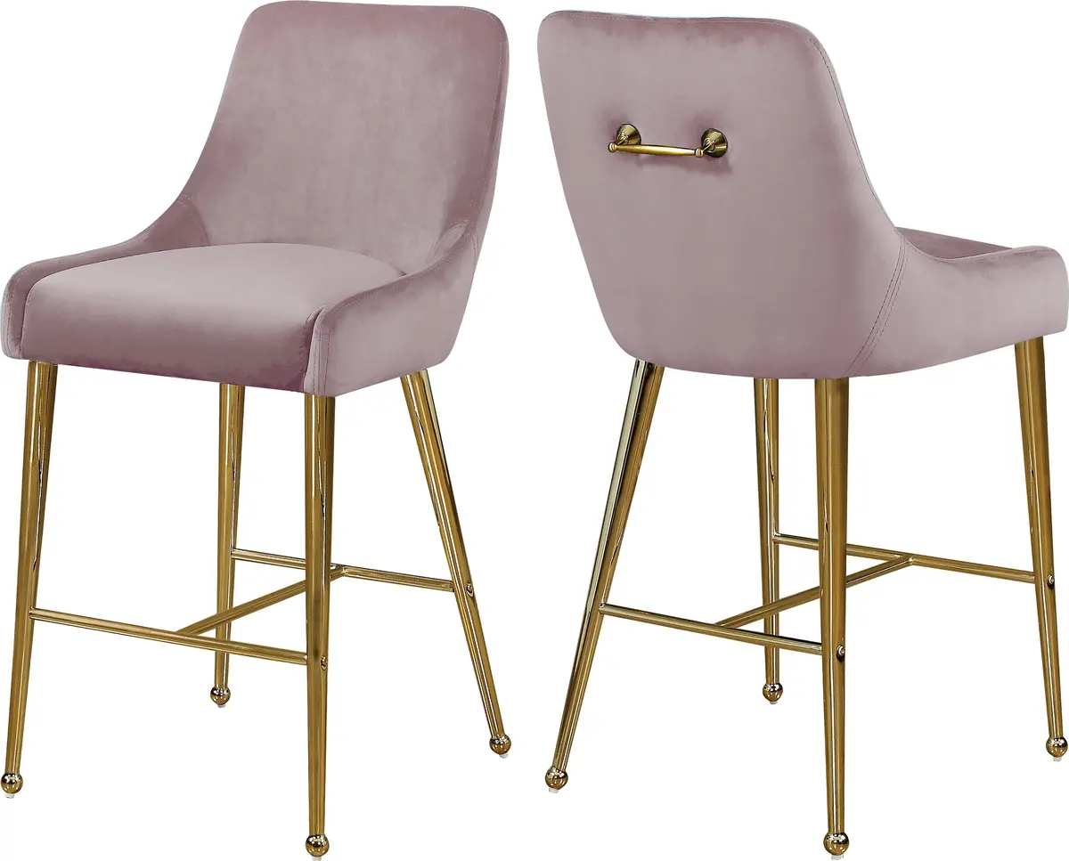 Owen Pink Velvet Stool 1