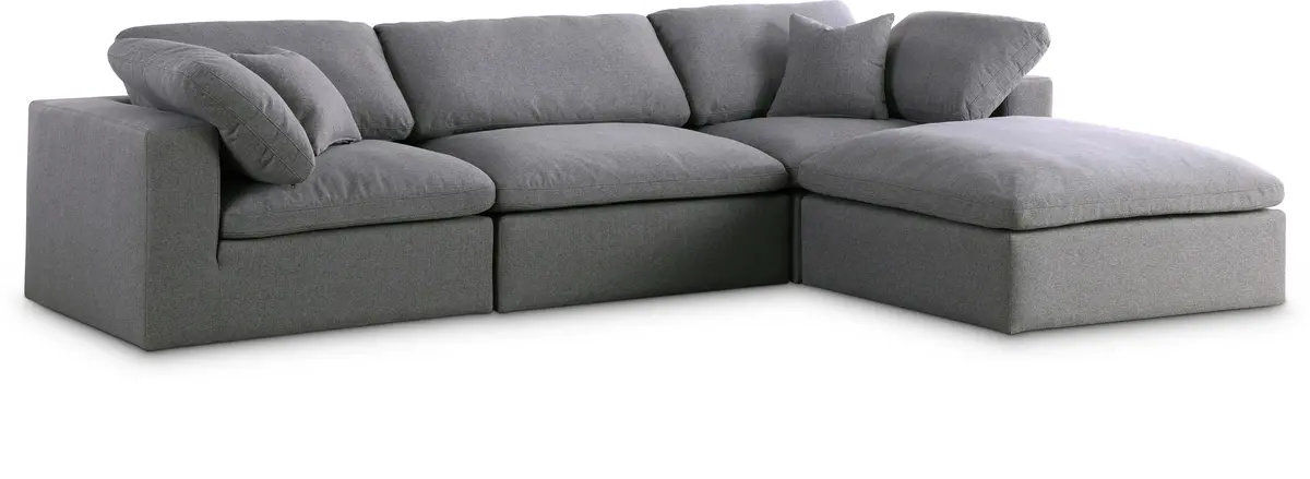 Serene Grey Linen Fabric Deluxe Cloud Modular Sectional 1