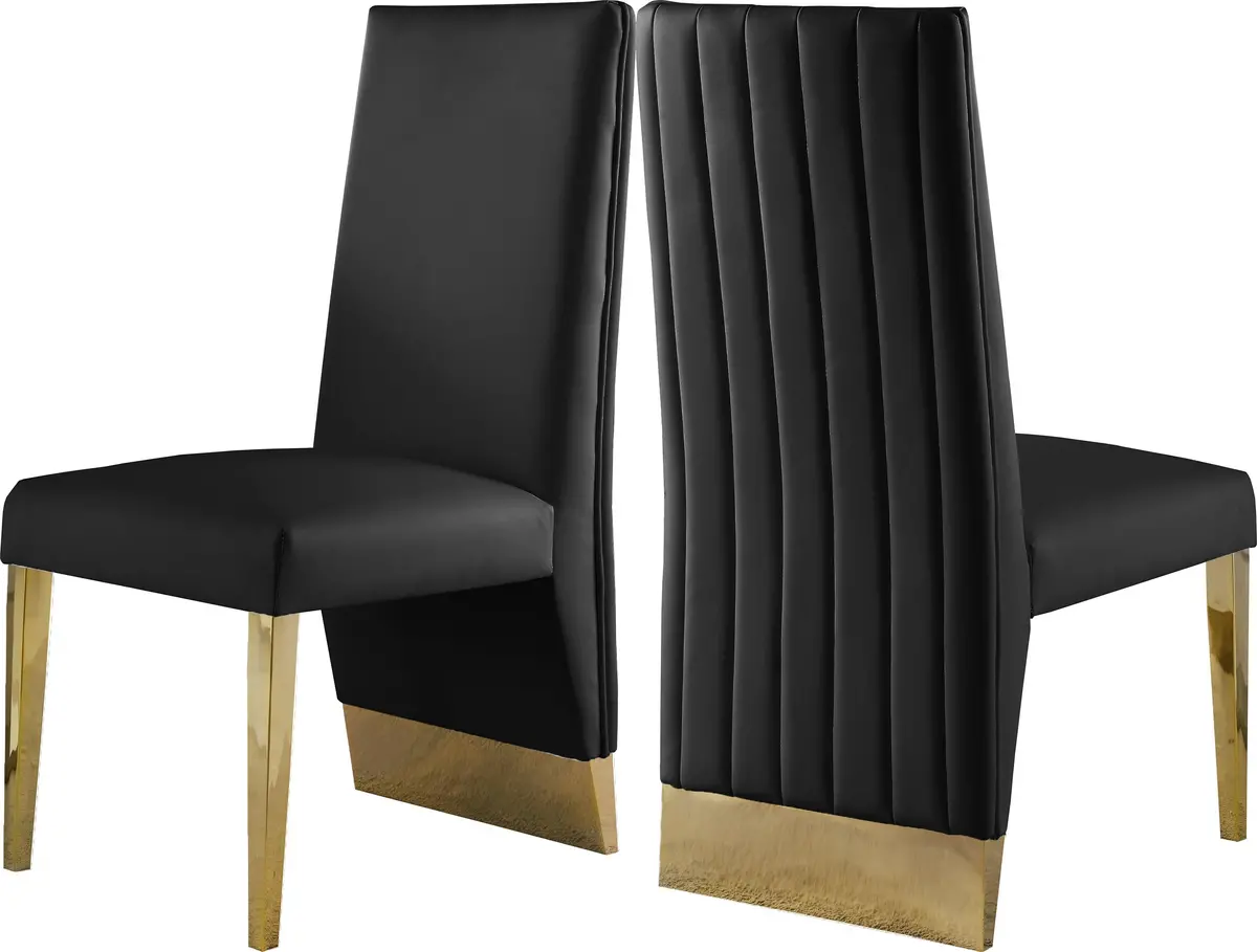 Porsha Black Faux Leather Dining Chair 1