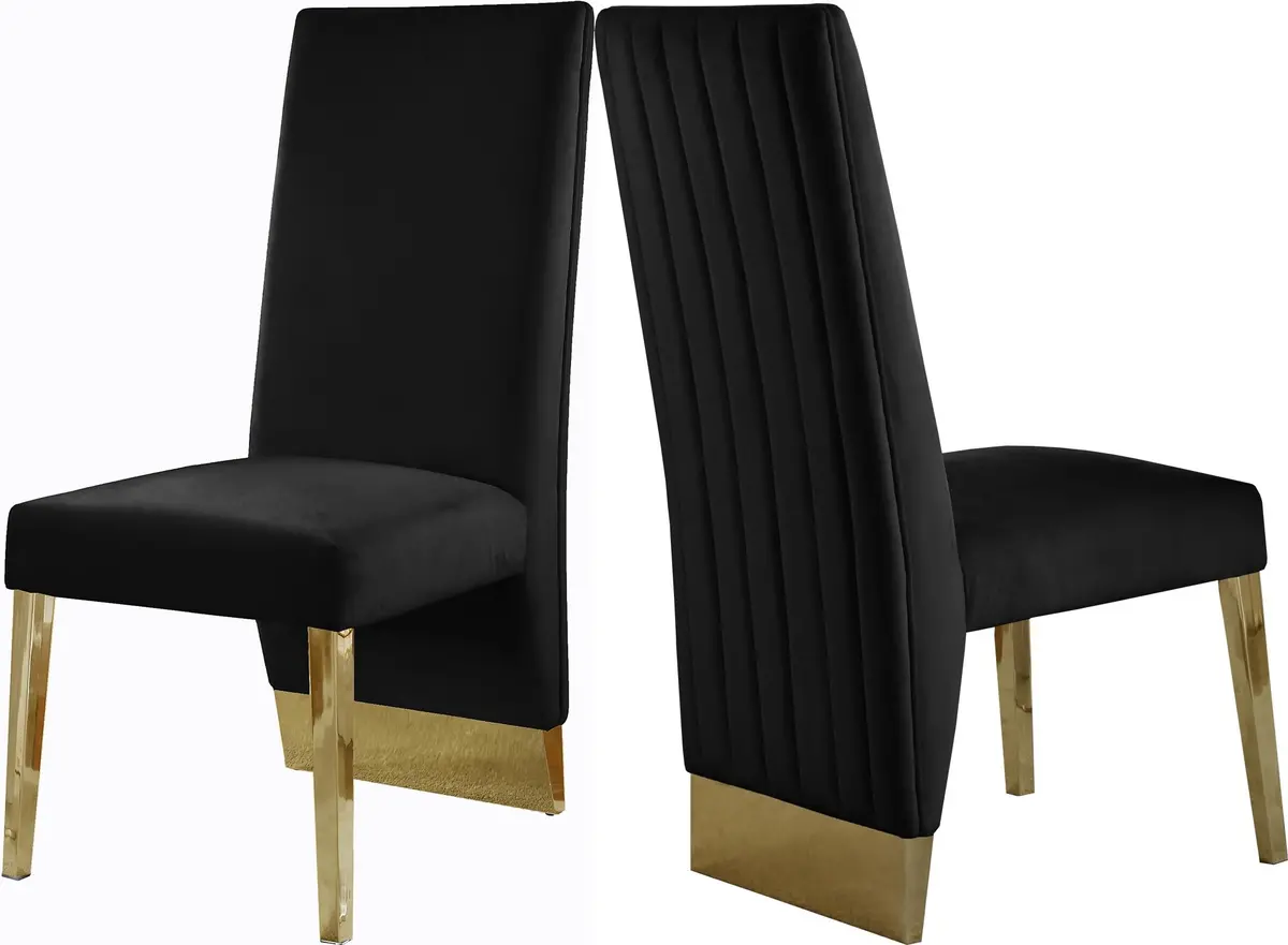 Porsha Black Velvet Dining Chair 1