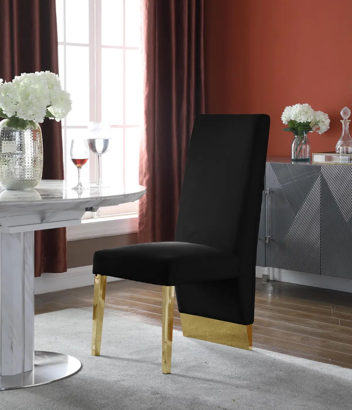 Porsha Black Velvet Dining Chair 2
