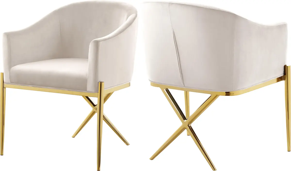 Xavier Cream Velvet Dining Chair 1