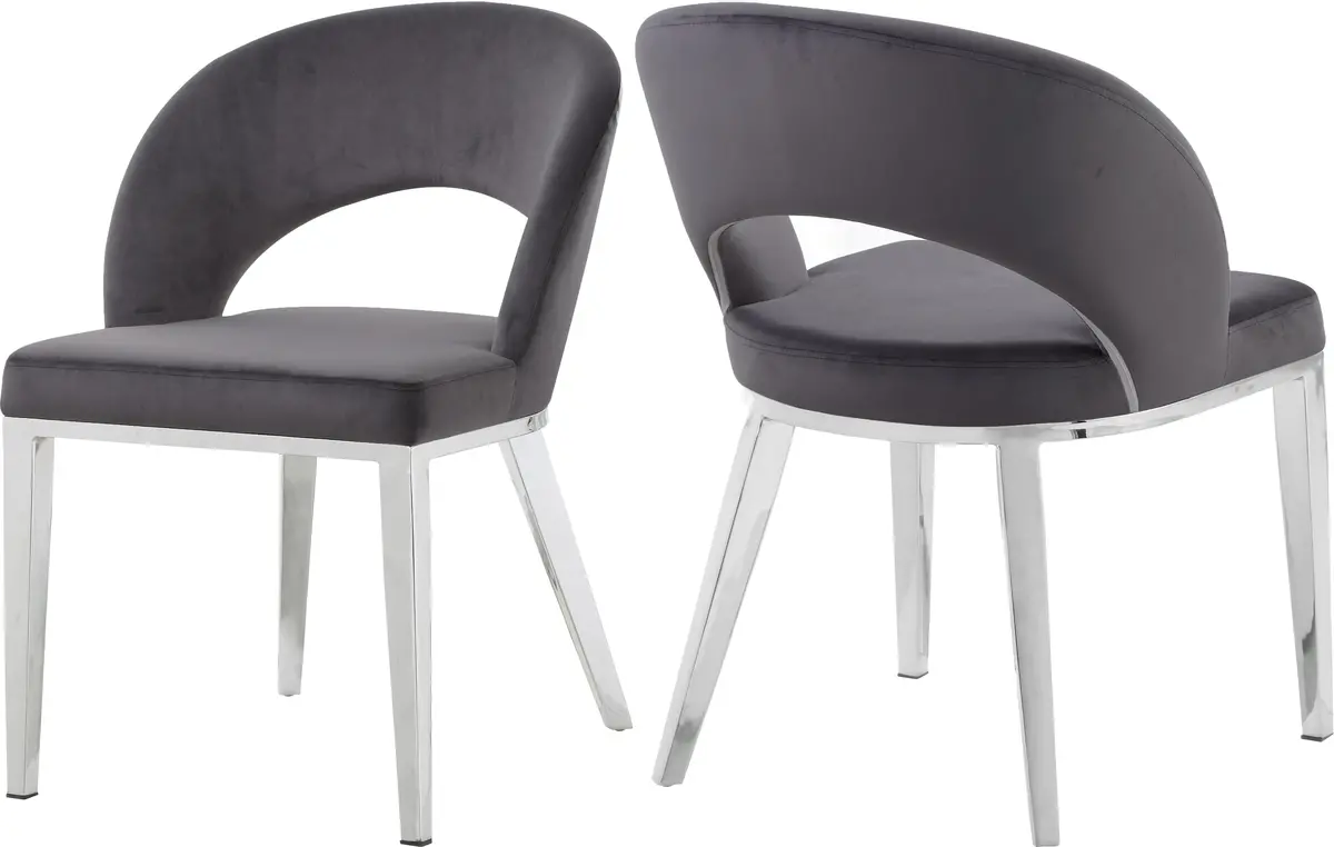 Roberto Grey Velvet Dining Chair 1