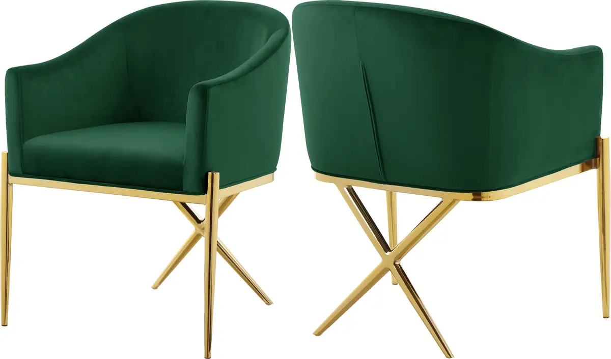 Xavier Green Velvet Dining Chair 1