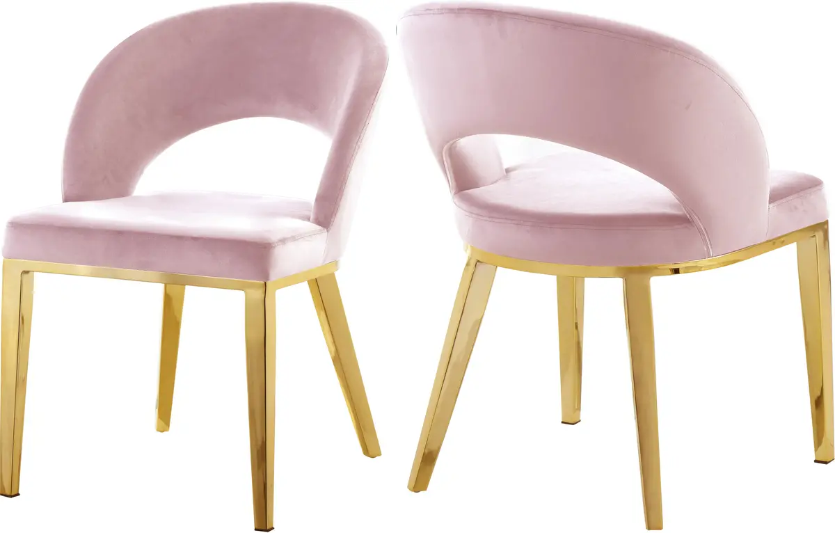 Roberto Pink Velvet Dining Chair 1