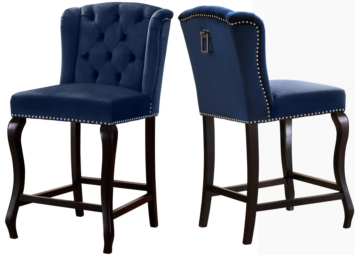 Suri Navy Velvet Stool 1
