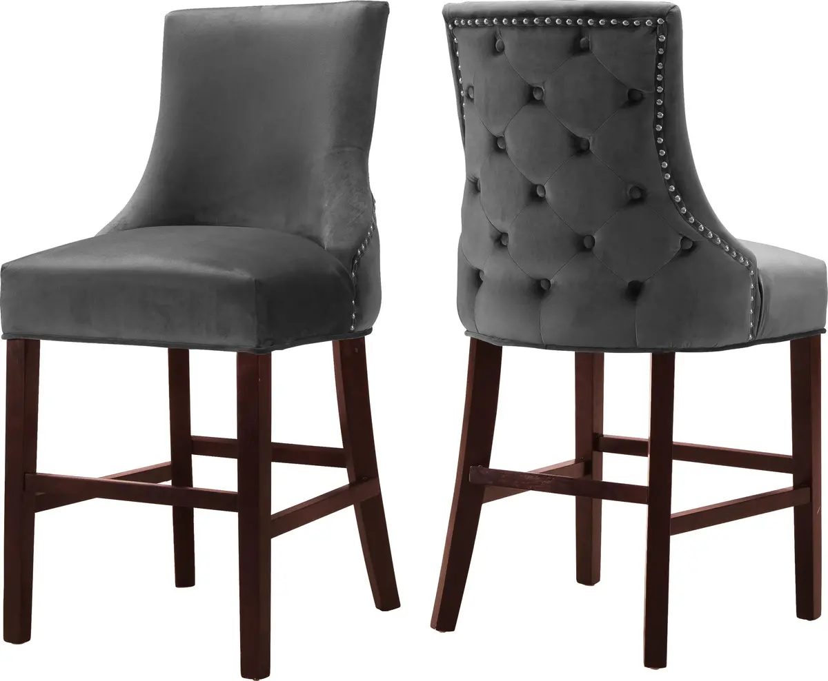 Hannah Grey Velvet Stool 1
