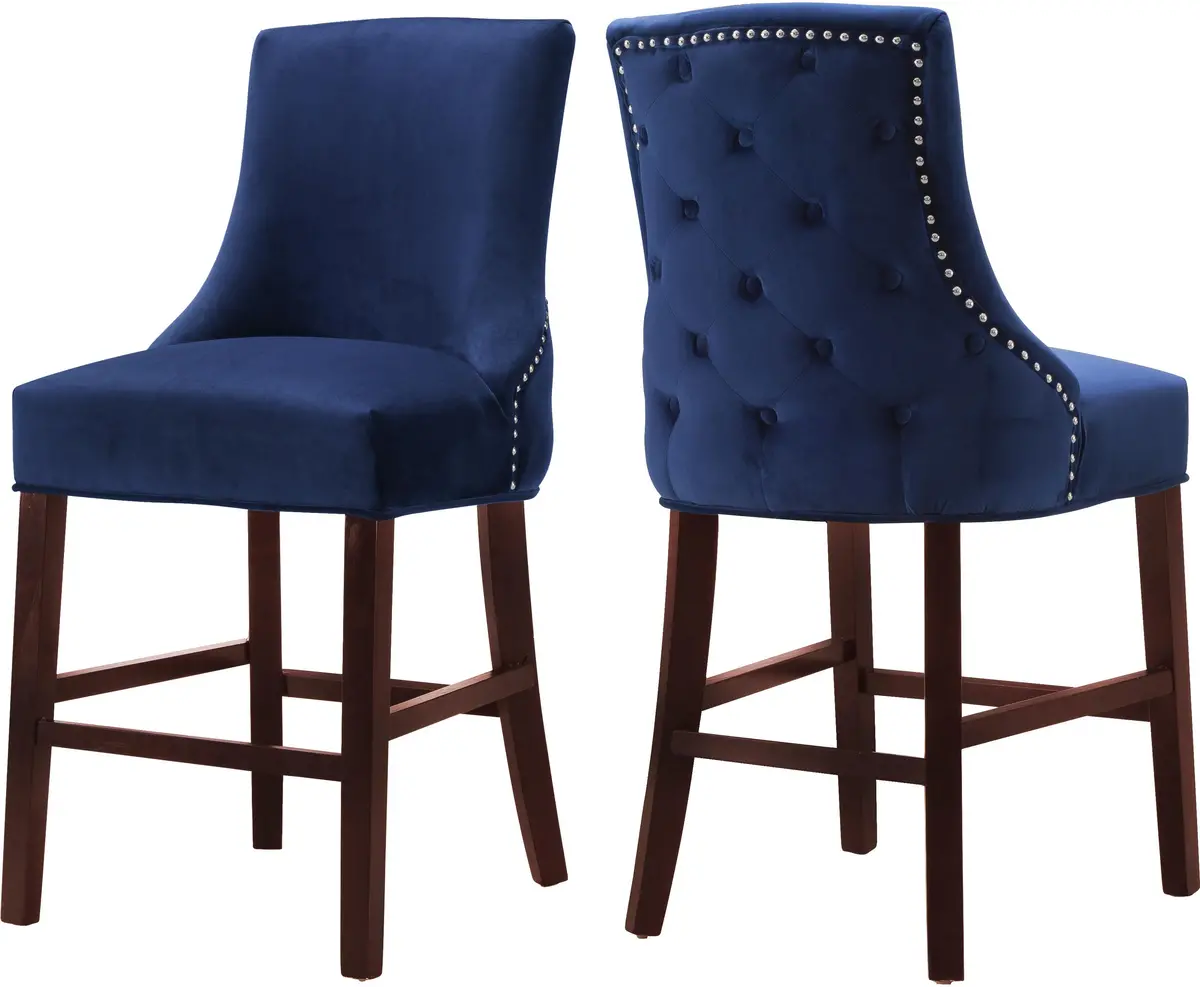 Hannah Navy Velvet Stool 1