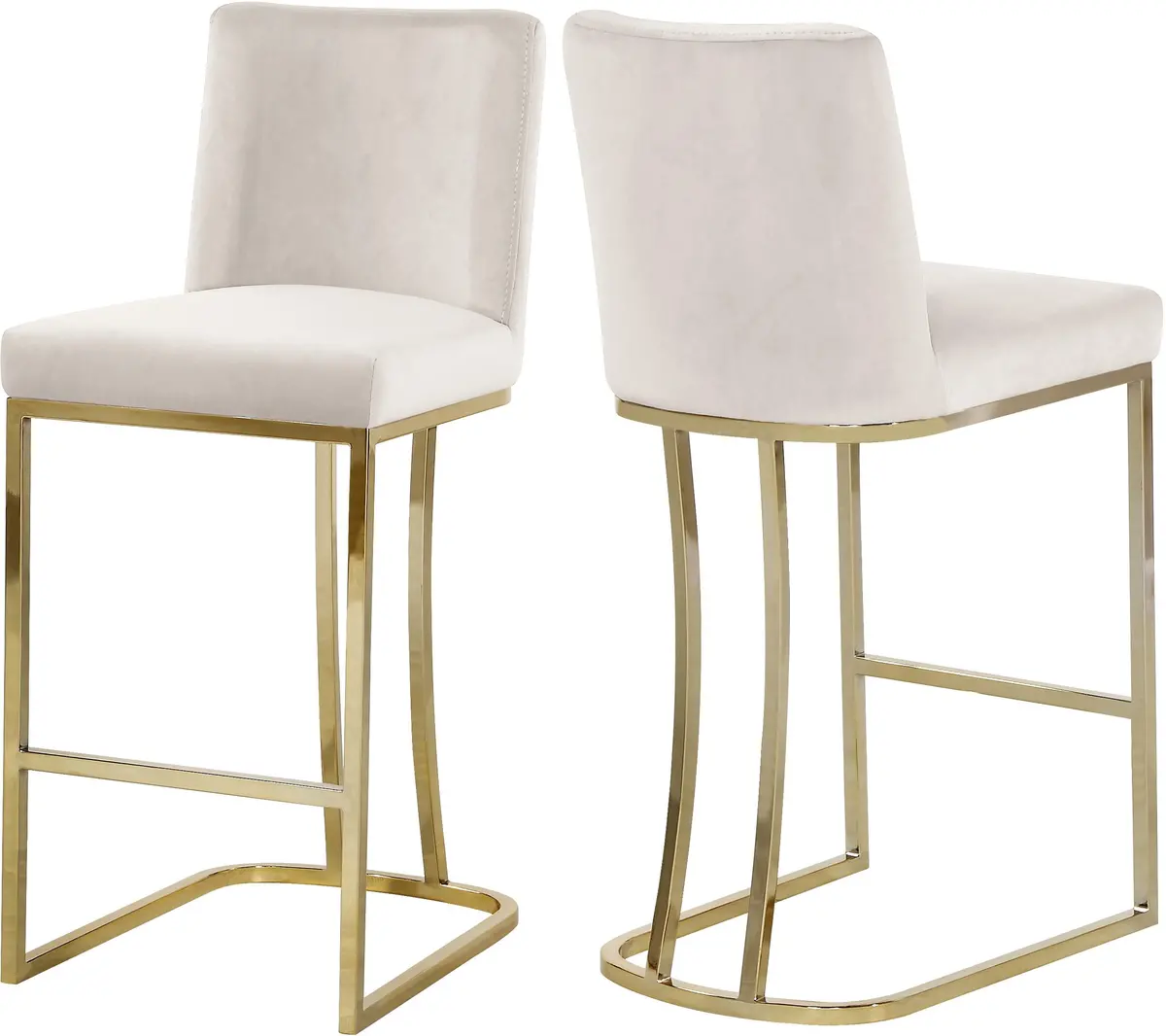 Heidi Cream Velvet Stool 1
