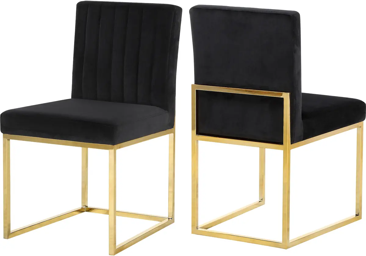Giselle Black Velvet Dining Chair 1