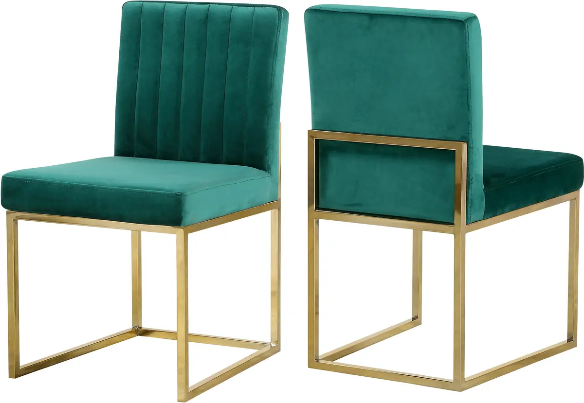 Giselle Green Velvet Dining Chair 1