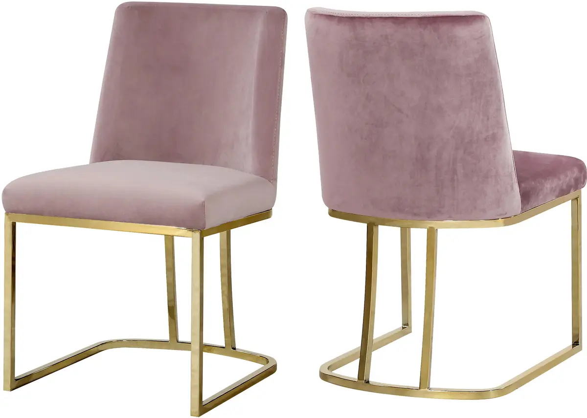 Heidi Pink Velvet Dining Chair 1