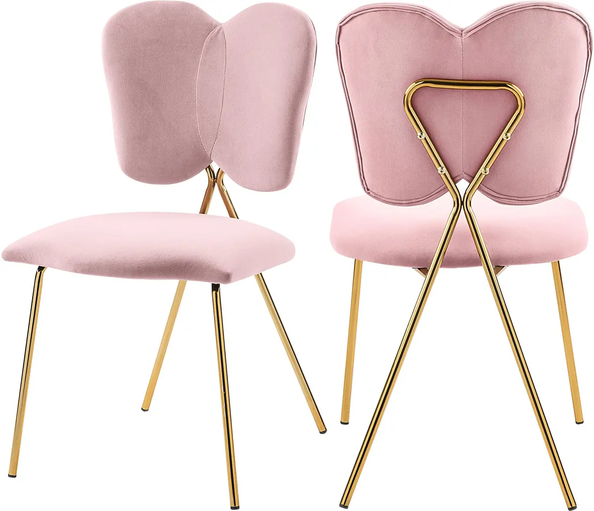 Angel Pink Velvet Dining Chair 1