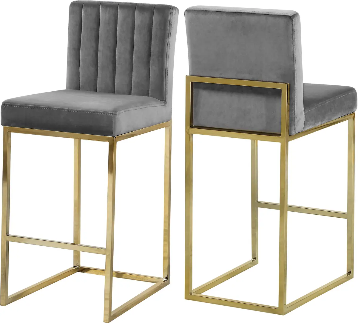 Giselle Grey Velvet Stool 1