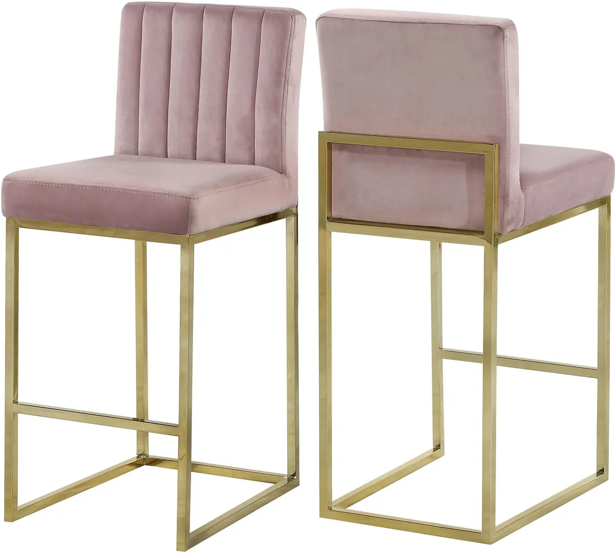 Giselle Pink Velvet Stool 1