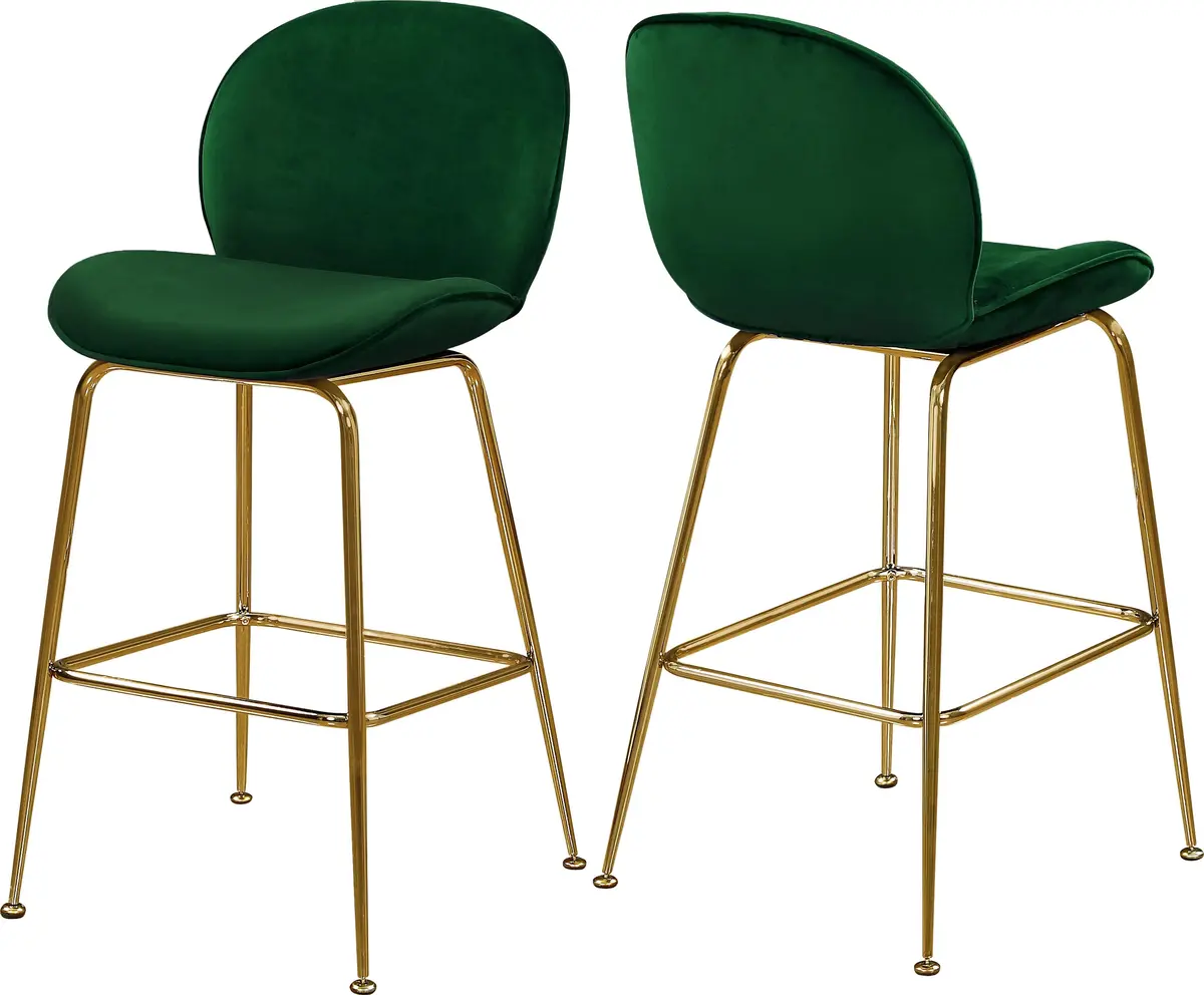 Paris Green Velvet Stool 1