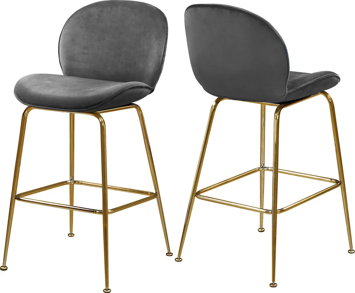 Paris Grey Velvet Stool 1
