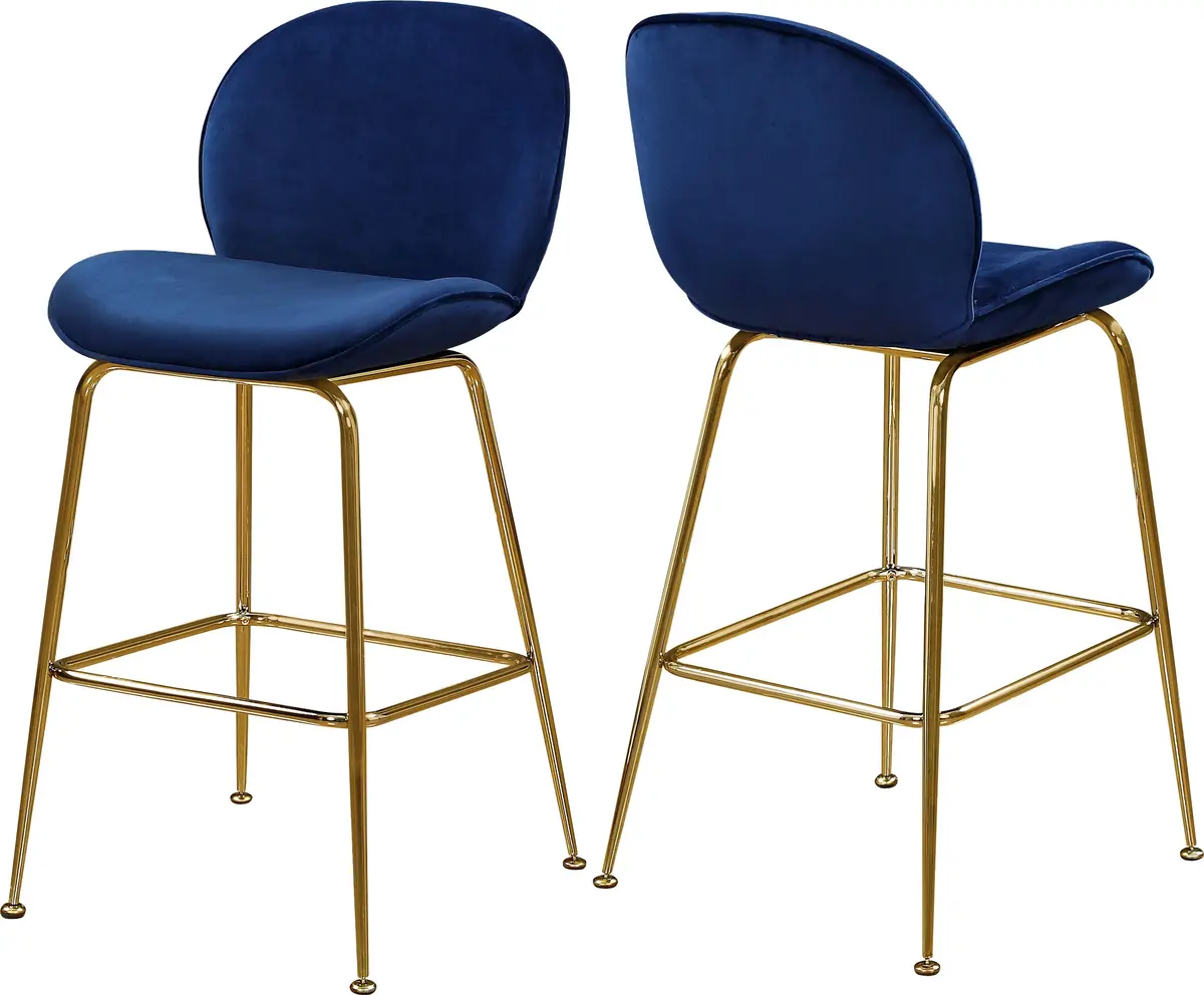 Paris Navy Velvet Stool 1