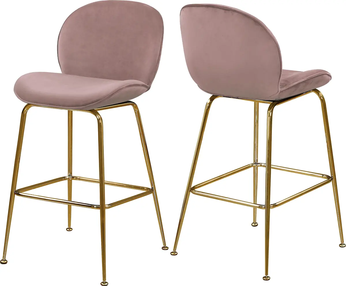 Paris Pink Velvet Stool 1