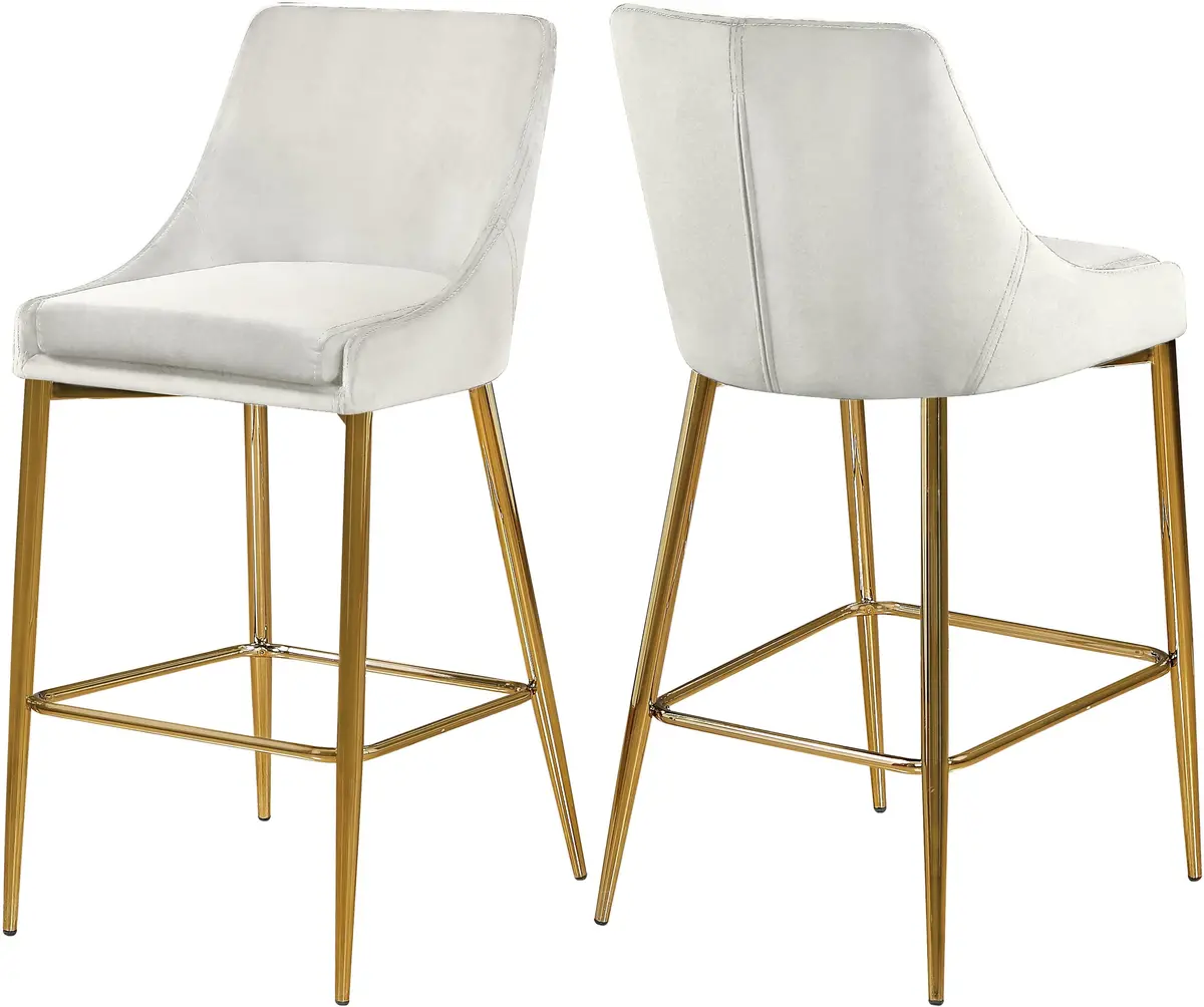 Karina Cream Velvet Stool 1