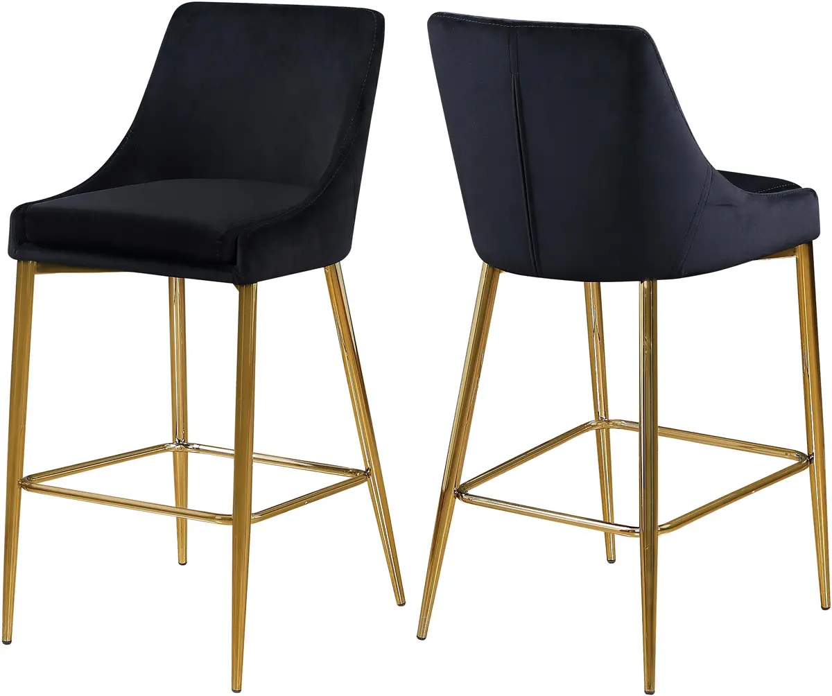 Karina Black Velvet Stool 1