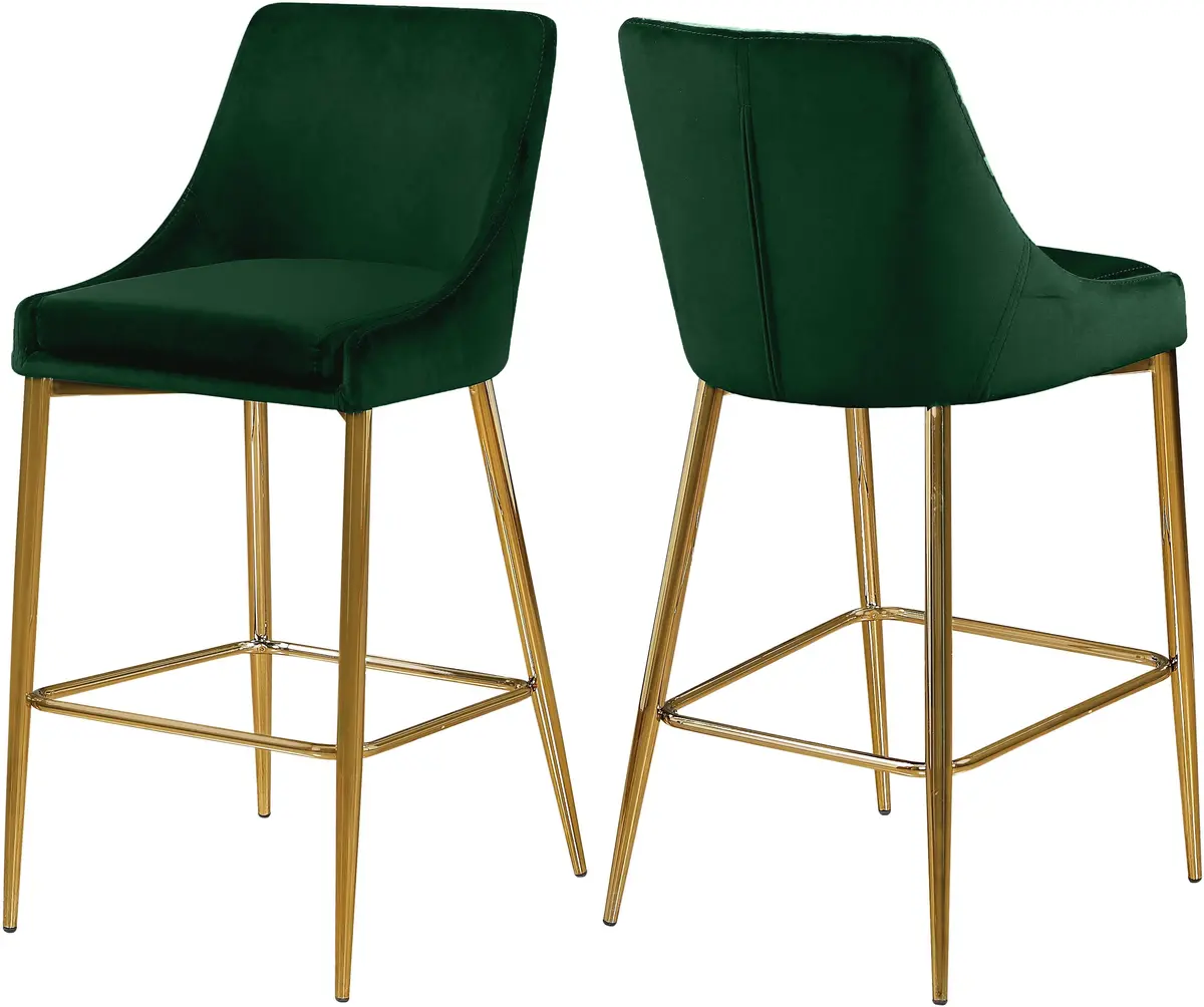 Karina Green Velvet Stool 1