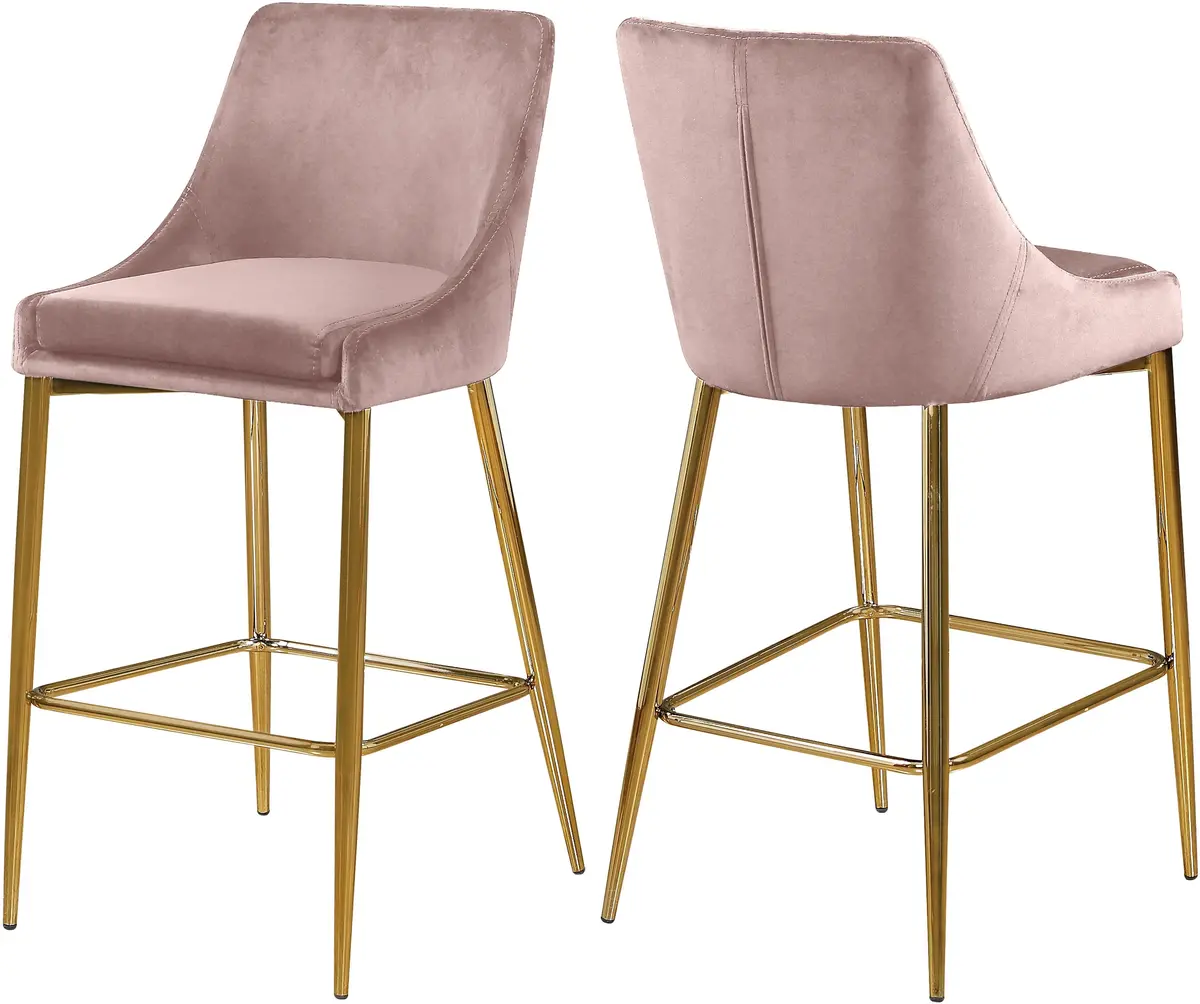Karina Pink Velvet Stool 1