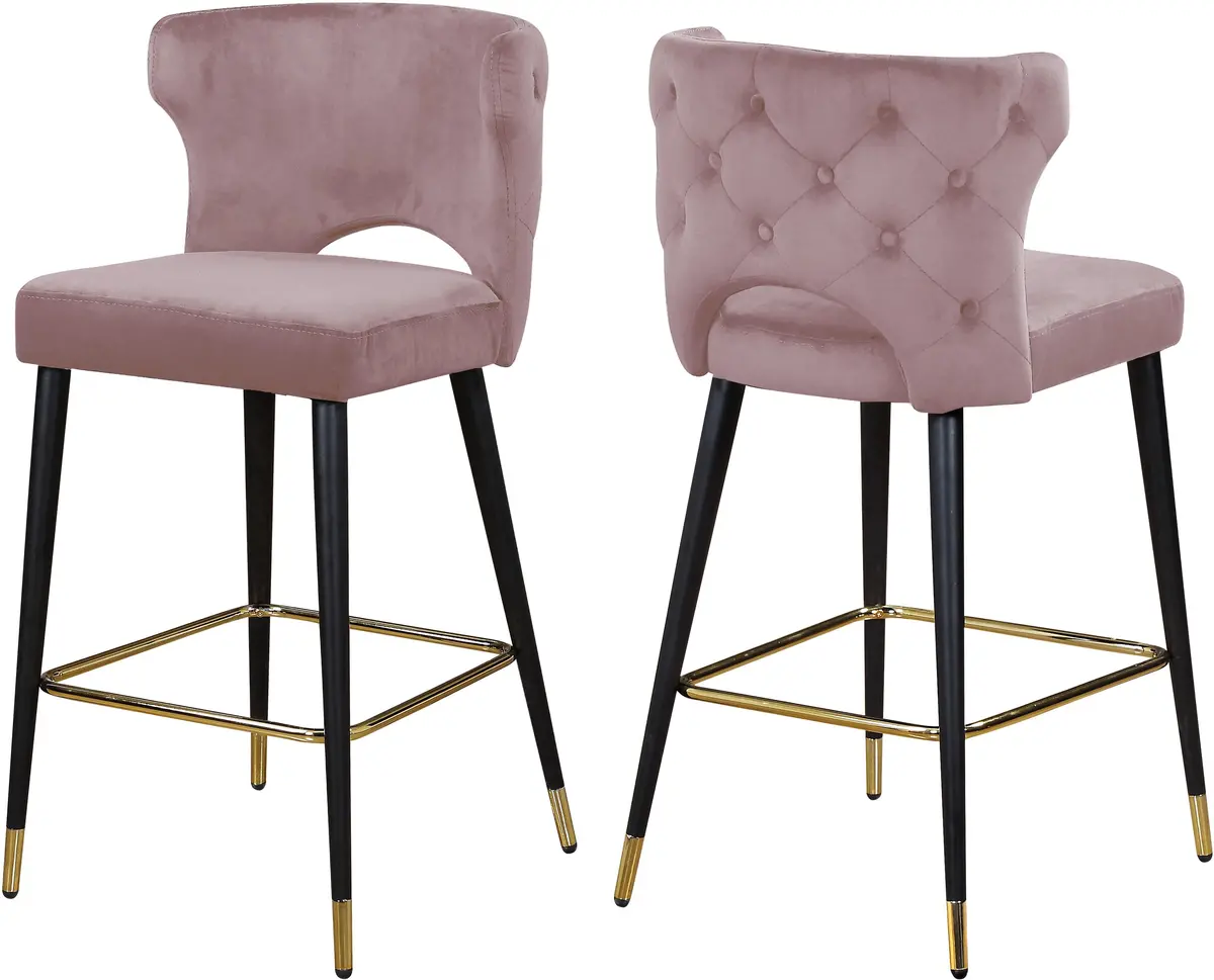 Kelly Pink Velvet Stool 1